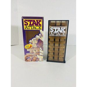 Stak Attack Wood Block Stacking Game with Storage Case Toys Vintage 1989 Balance